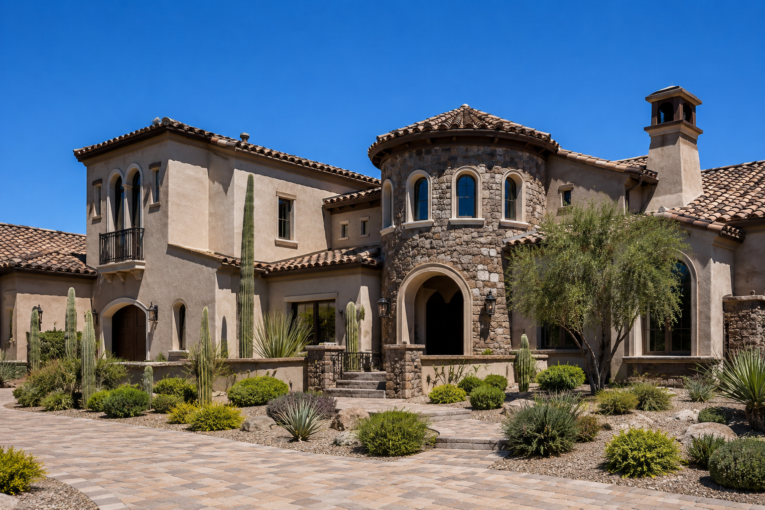 Mediterranean style estate with stone and stucco facade